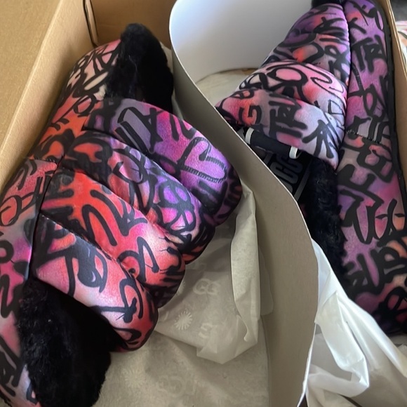 Ugg yeah‎ puff graffiti wedge slipper/shoe 5 - Picture 10 of 11